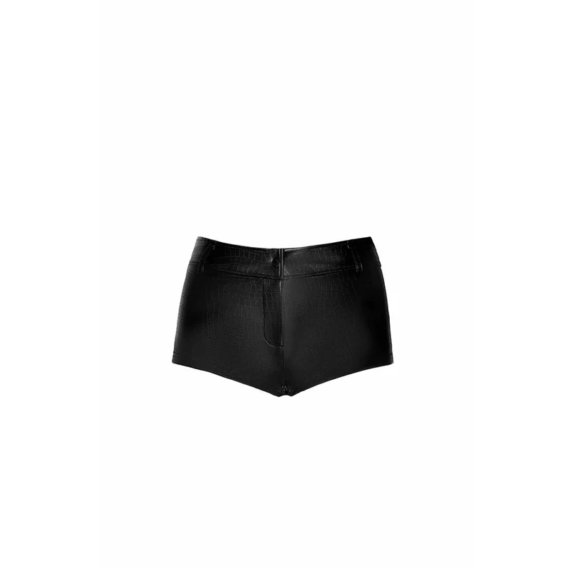 short taille haute imprimé crocodile effet brillant similicuir fermeture éclair entrejambe sexy audacieux provocateur ajusté noir moulant soirée tendance confortable