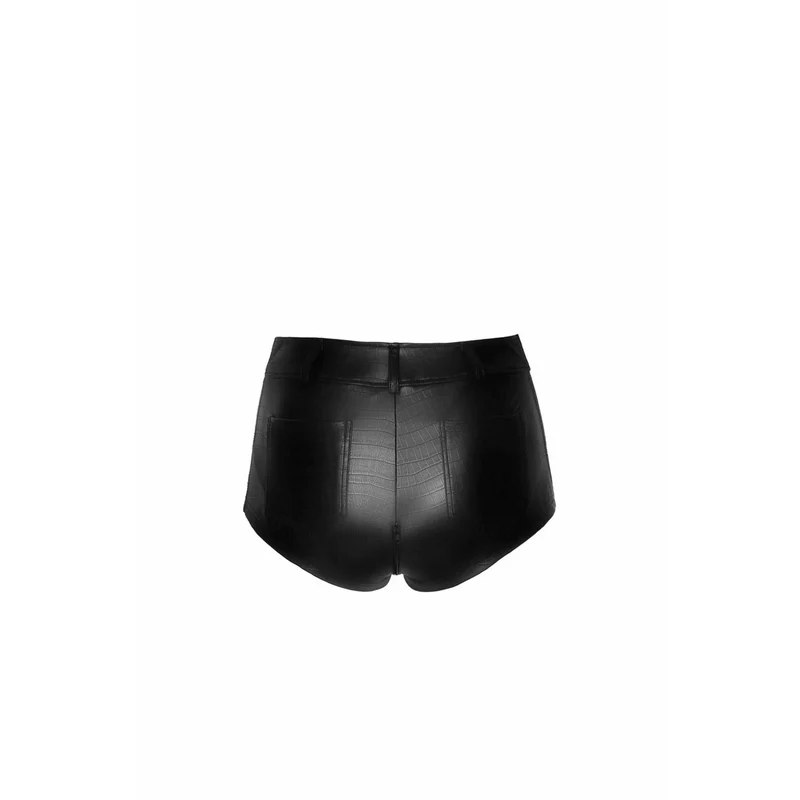 short taille haute imprimé crocodile effet brillant similicuir fermeture éclair entrejambe sexy audacieux provocateur ajusté noir moulant soirée tendance confortable