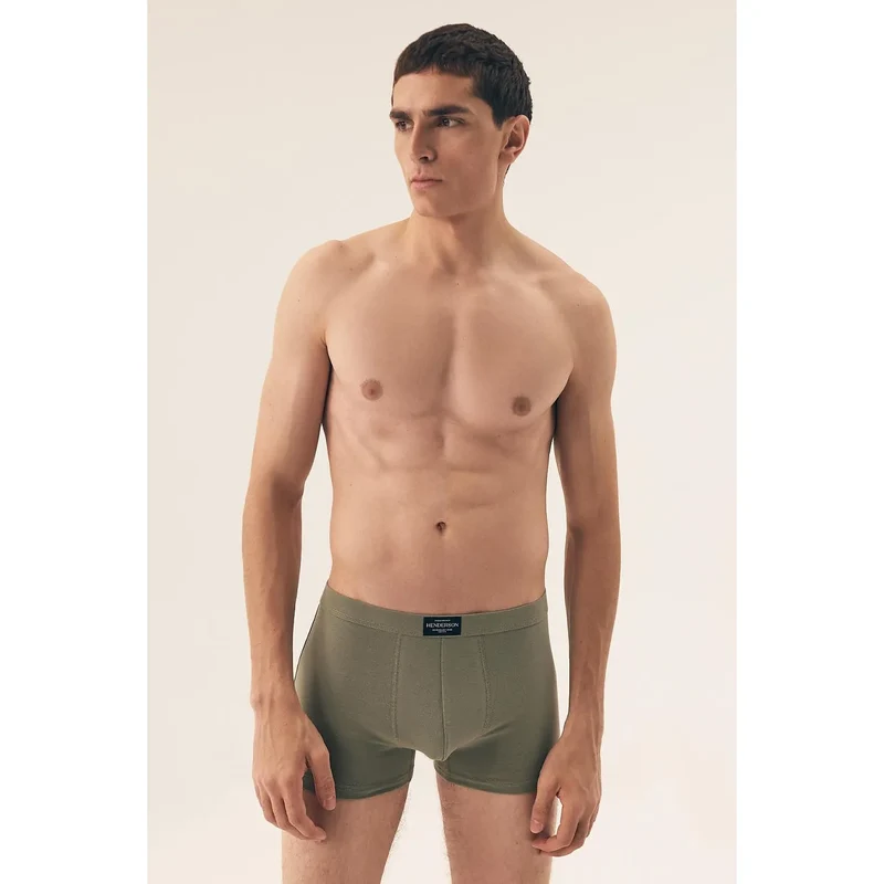 boxers hommes classiques Henderson 209613 lot trois couleurs vert bleu marine beige tissu coton élasthanne doux respirant ceinture élastique large