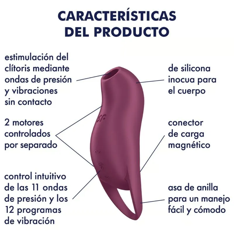 stimulateur clitoridien portable grenat compact discret puissant rechargeable silencieux ergonomique courbe matériaux sûrs pulsation air non contact