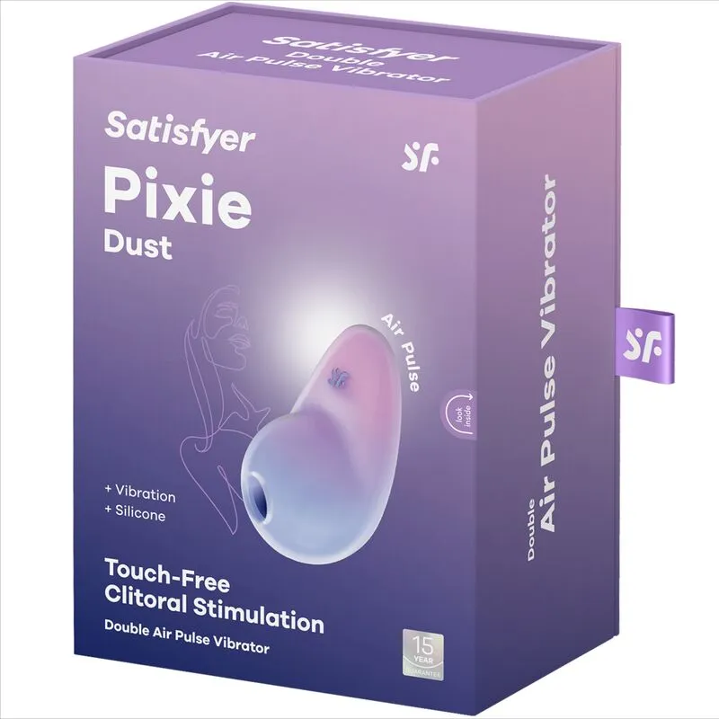 Vibromasseur sans contact Satisfyer Pixie Dust Lilas Air Plus stimulation clitoridienne innovante 11 programmes pression 12 vibrations silicone médicaux sécurisé discrétion