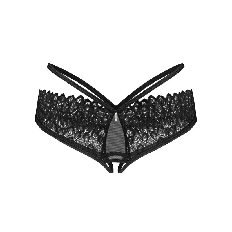 culotte ouverte noire dentelle fine strass scintillants confort extensible sans nickel femme sexy sensuelle élégante provocante
