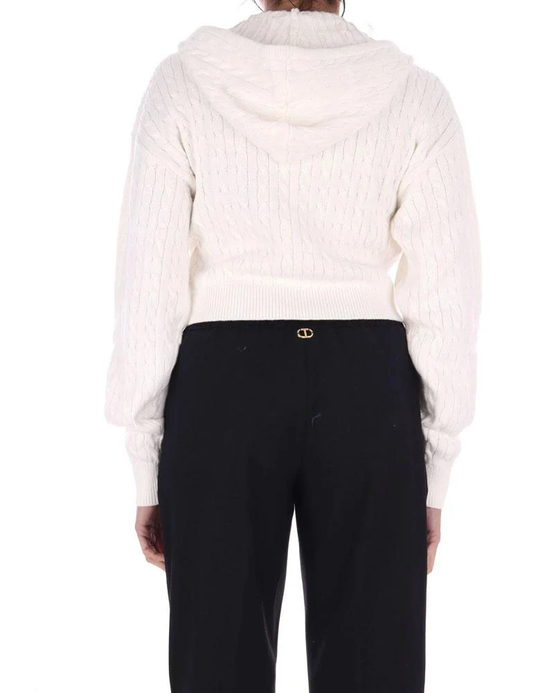 Cardigan Logo Badge Hood Donna