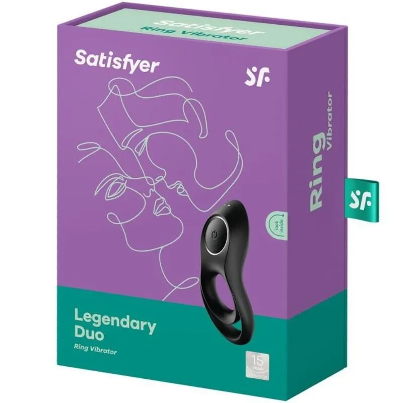 Anneau vibrant duo Satisfyer Légendaire Noir, stimulation pénis testicules, silicone médical, garantie 15 ans, sextoy couple