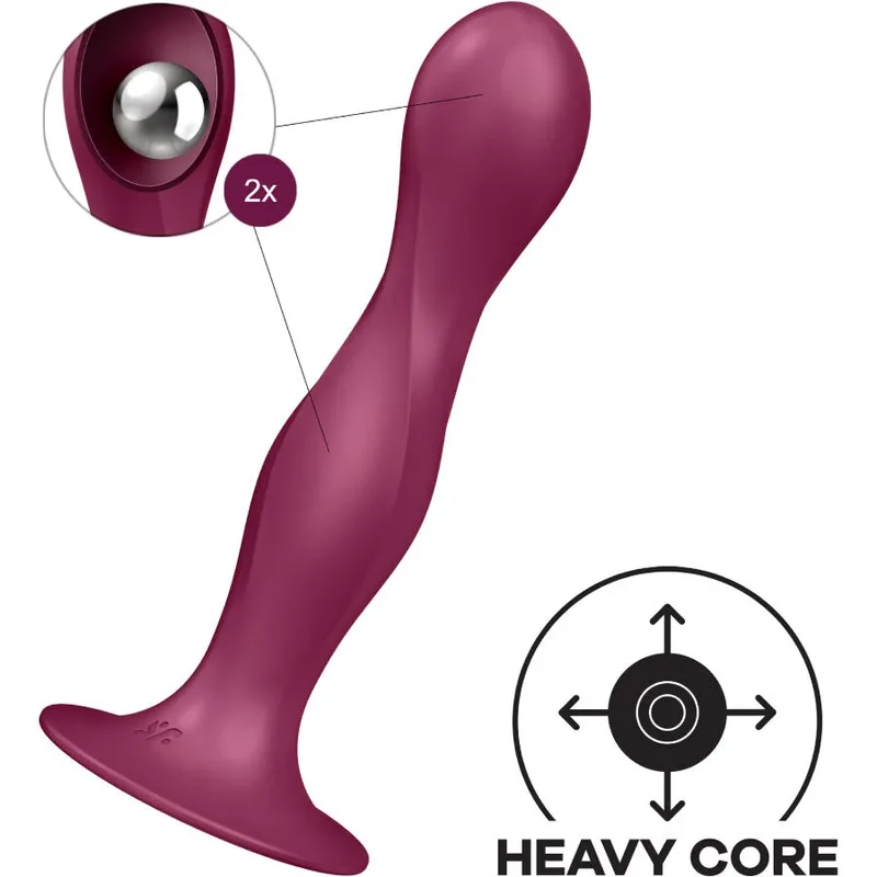 Gode anal en silicone Double Ball-R Satisfyer stimulation anal et vaginale sans vibration boules lourdes ventouse sécuritaire femme couple