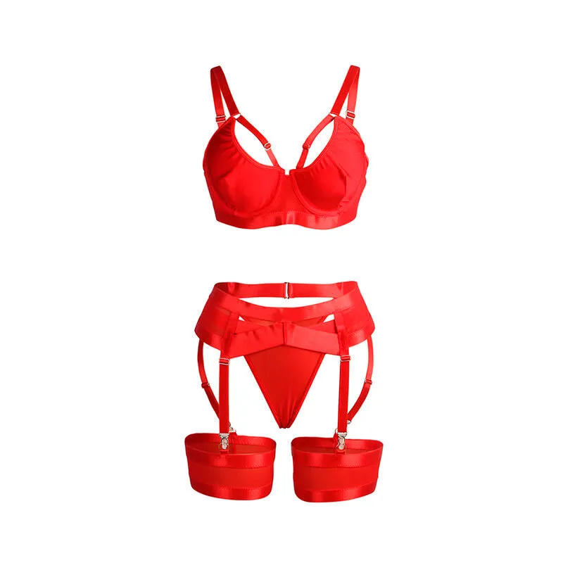 ensemble lingerie rouge bondage sublime portejarretelles soutiengorge ajustable bretelles réglables sexy provocant soyeux confortable polyester élasthanne durable
