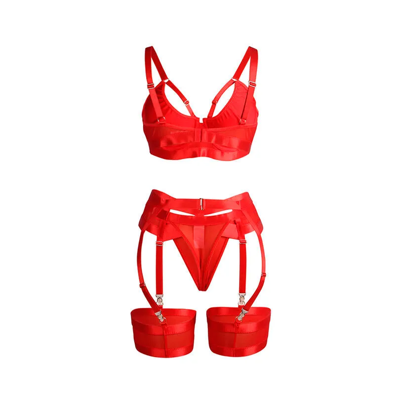 ensemble lingerie rouge bondage sublime portejarretelles soutiengorge ajustable bretelles réglables sexy provocant soyeux confortable polyester élasthanne durable