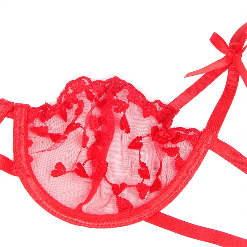 lingerie sexy Subblime grande taille confort américaine imprimé coeur rouge soutien élégante dentelle extensible raffinée séduisante voluptueuse