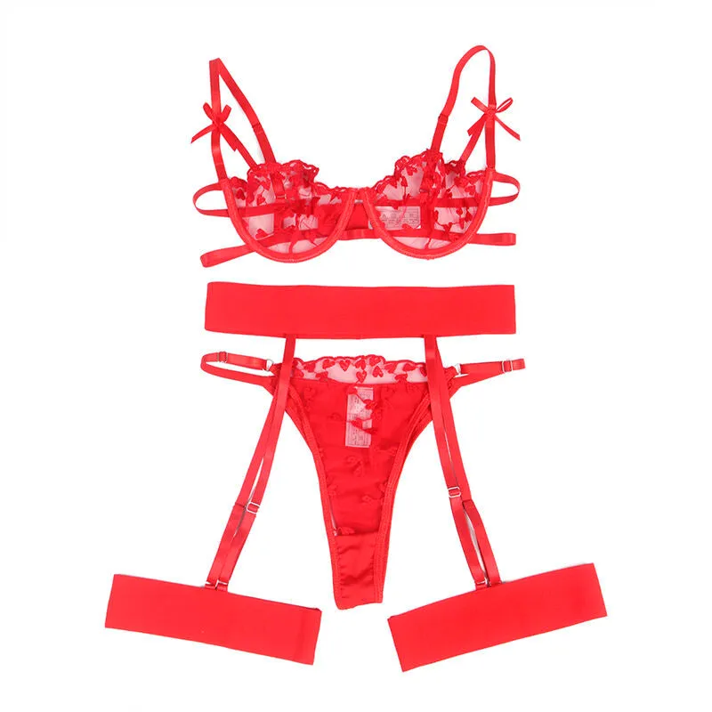 lingerie sexy Subblime grande taille confort américaine imprimé coeur rouge soutien élégante dentelle extensible raffinée séduisante voluptueuse