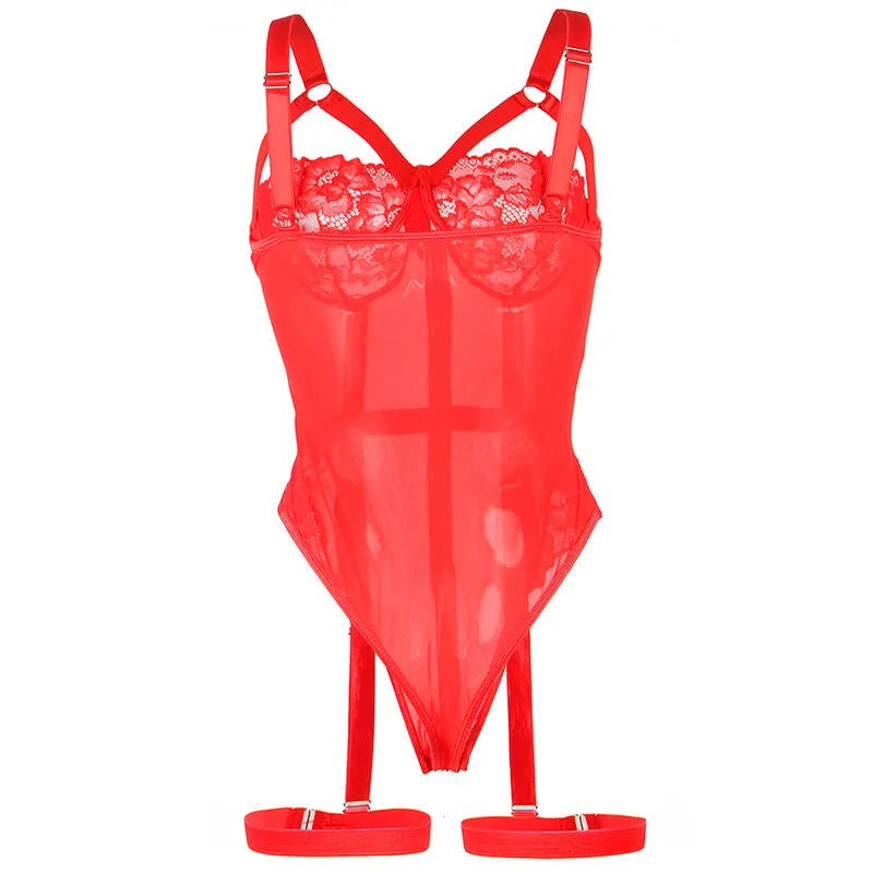 teddy justaucorps lingerie dentelle rouge amincissant séduisant portejarretelles anneaux jambe sculptant ajustable extensible confortable sensuel élégant raffiné sublime