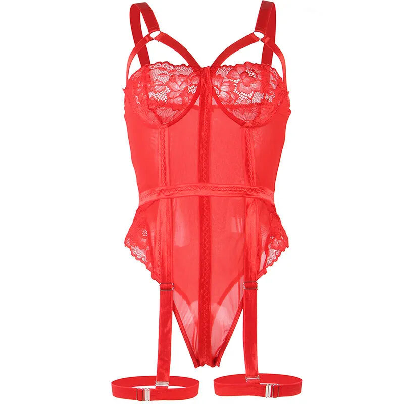 teddy justaucorps lingerie dentelle rouge amincissant séduisant portejarretelles anneaux jambe sculptant ajustable extensible confortable sensuel élégant raffiné sublime