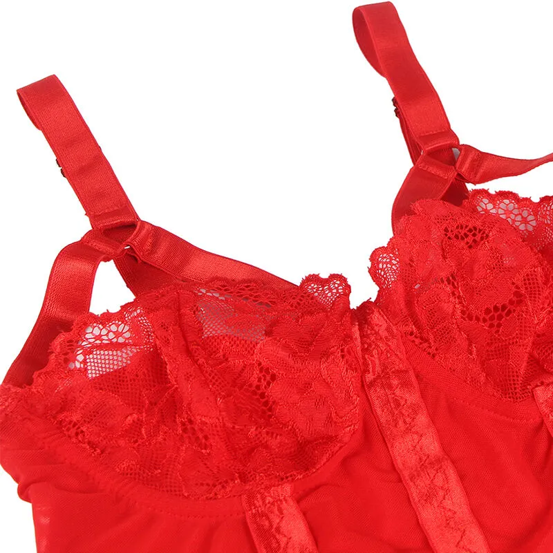 teddy justaucorps lingerie dentelle rouge amincissant séduisant portejarretelles anneaux jambe sculptant ajustable extensible confortable sensuel élégant raffiné sublime