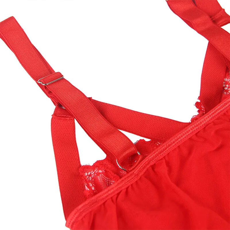 teddy justaucorps lingerie dentelle rouge amincissant séduisant portejarretelles anneaux jambe sculptant ajustable extensible confortable sensuel élégant raffiné sublime