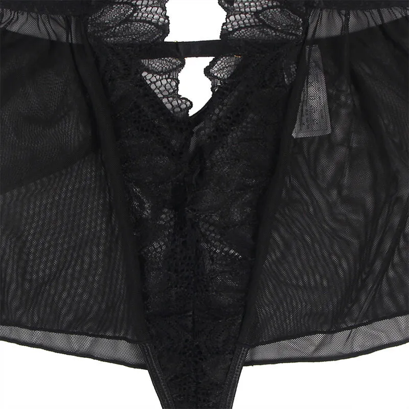 teddy dos nu dentelle noire confortable sensuelle séduisante sophistiquée élégante extensible durable ajustement flatteur féminine jupe tulle mystérieuse romantique soirée