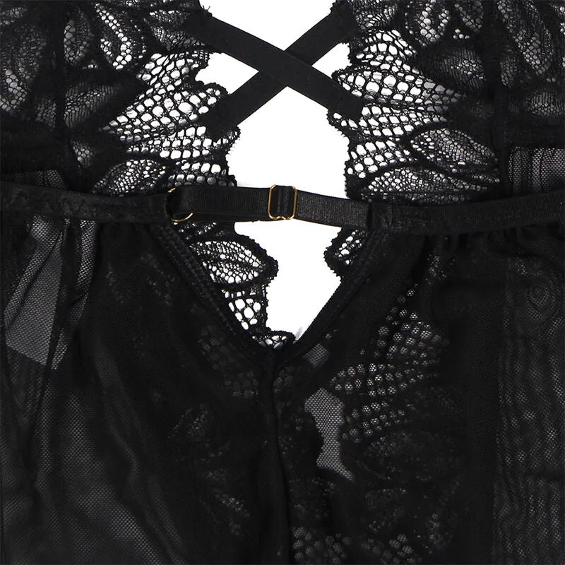 teddy dos nu dentelle noire confortable sensuelle séduisante sophistiquée élégante extensible durable ajustement flatteur féminine jupe tulle mystérieuse romantique soirée