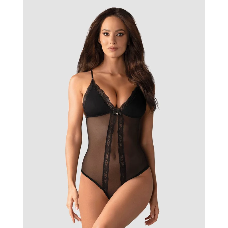 body noir bijou brillant confort élastique entrejambe ouvert polyamide elasthanne élégant glamour scintillant sensuel maintien extensible ajusté séduisant