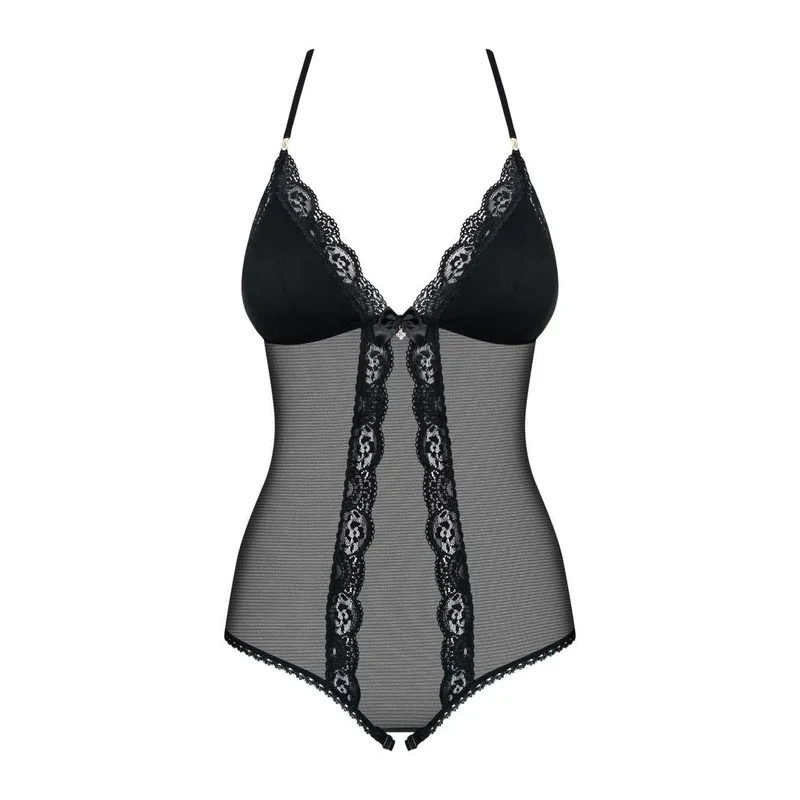 body noir bijou brillant confort élastique entrejambe ouvert polyamide elasthanne élégant glamour scintillant sensuel maintien extensible ajusté séduisant