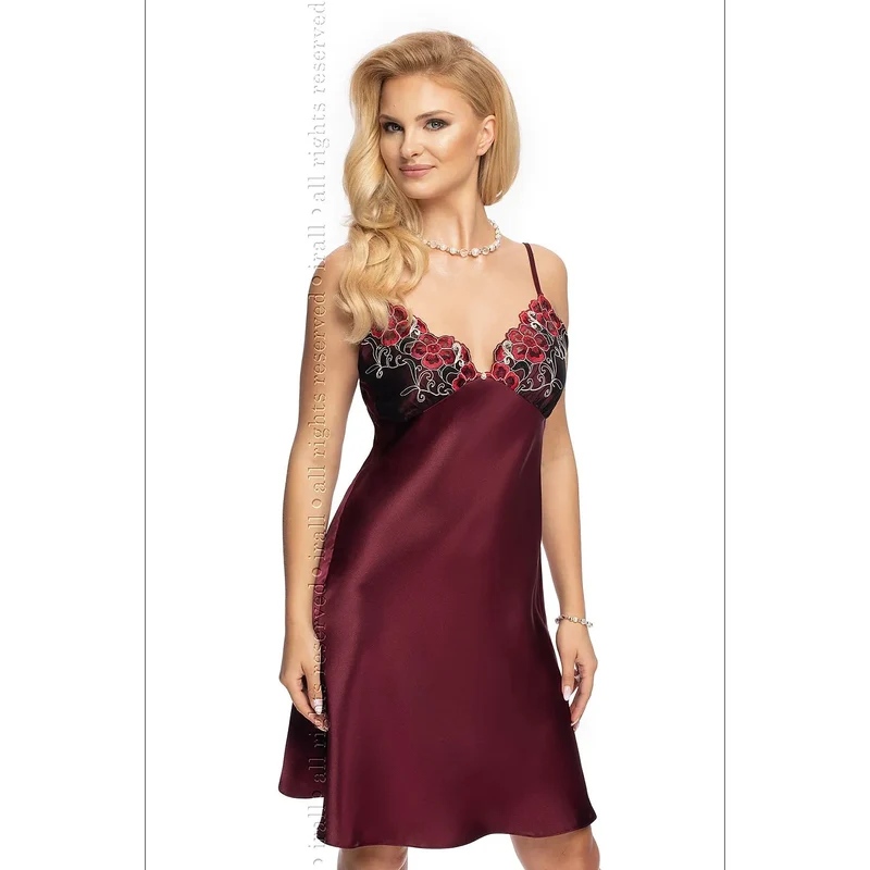 Nuisette sexy en satin prune broderie florale ajustables femmes lingerie intime élégance sensualité collection Irall