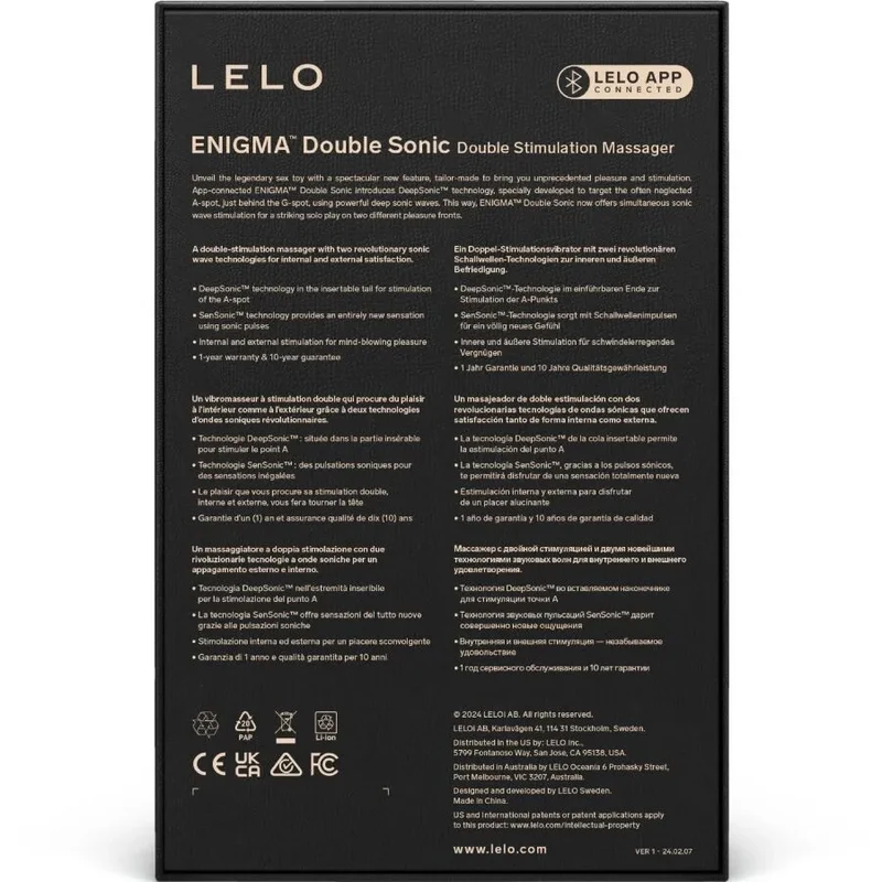 Vibromasseur Sonique Lelo Enigma Double Stimulation Point A Clitoris Cyber Violet Rechargeable Étanche Silicone Luxueux Sexe Intime Femme Couple