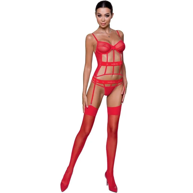 Corset Rouge Sexy Transparente String Inclus Bretelles Réglables Matériau Élastique Maintien Optimal Confort Ajustable Fabrication Européenne Boîte Cadeau Présentation Séduction