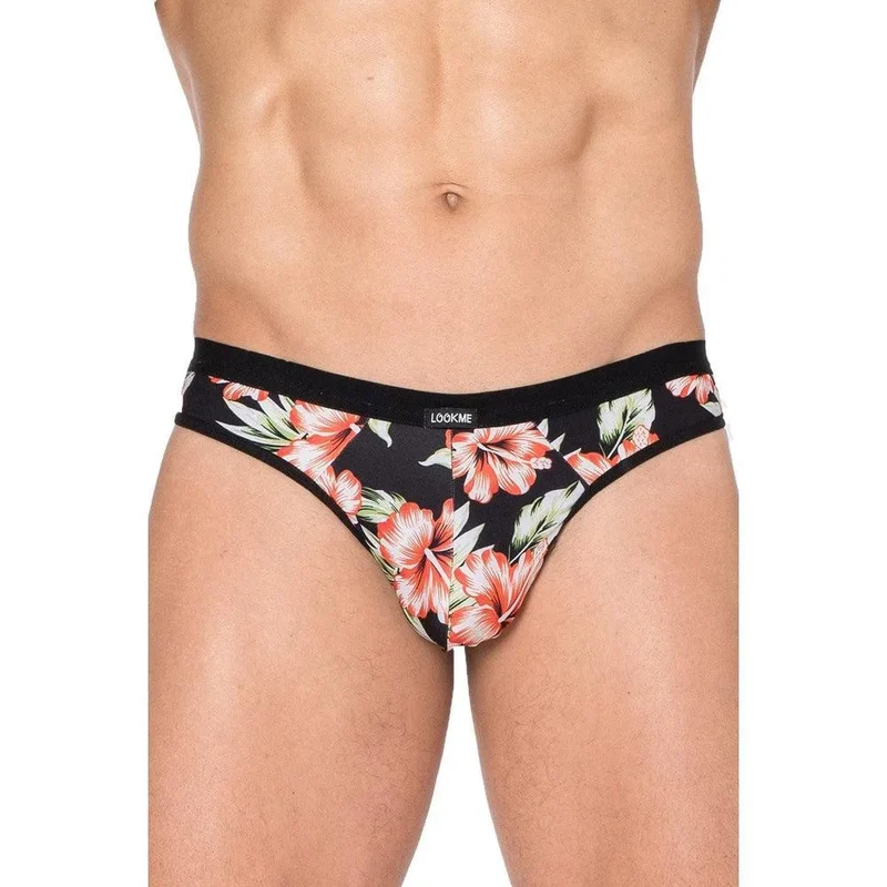 string tanga noir floral imprimé paradisiaque confortable extensible polyamide élasthanne coupe design élégant tendance masculin sexy microfibre maintien