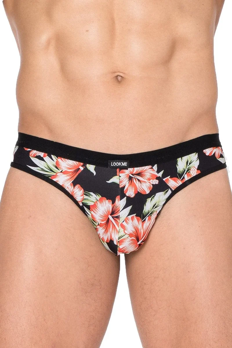 string tanga noir floral imprimé paradisiaque confortable extensible polyamide élasthanne coupe design élégant tendance masculin sexy microfibre maintien