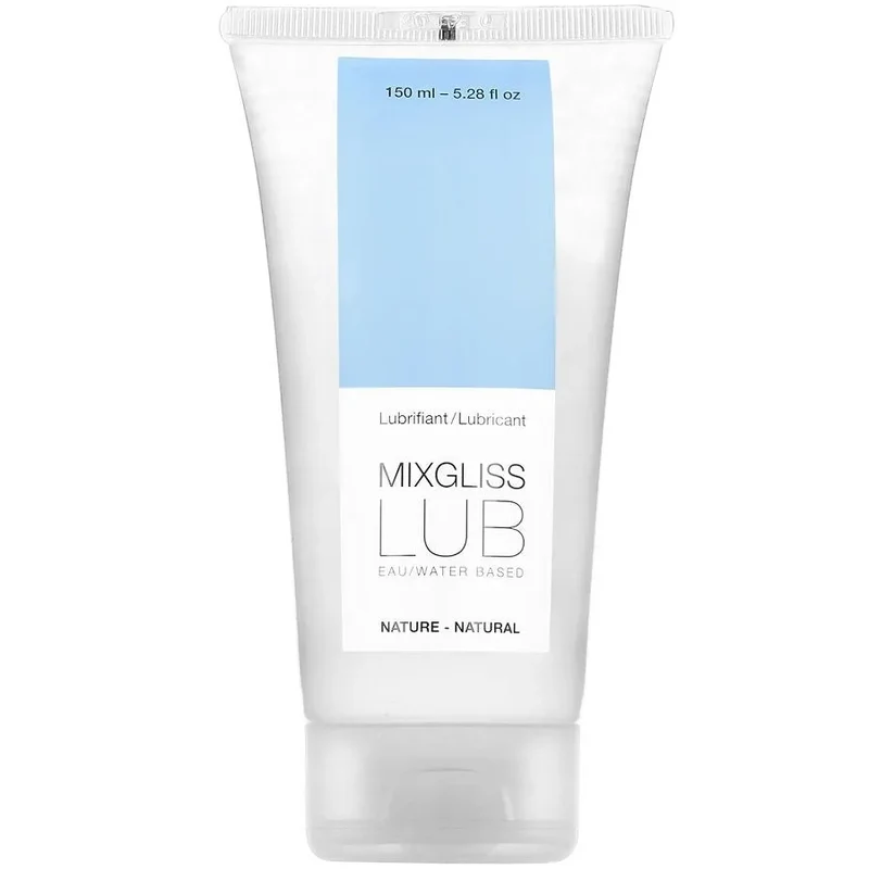 Lubrifiant naturel eau 150ml Mixgliss confort intime non parfumé compatible préservatifs sextoys vaginal masturbation tube plastique souple clapet fabrication française