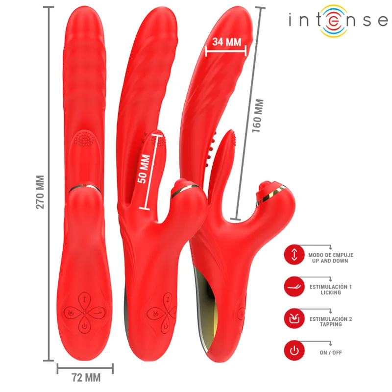 vibrateur multifonctionnel rosalia intense rouge stimulation clitoridienne vaginale silicone hypoallergénique ergonomique compact portable discret puissant silencieux rechargeable modes pulsatoires