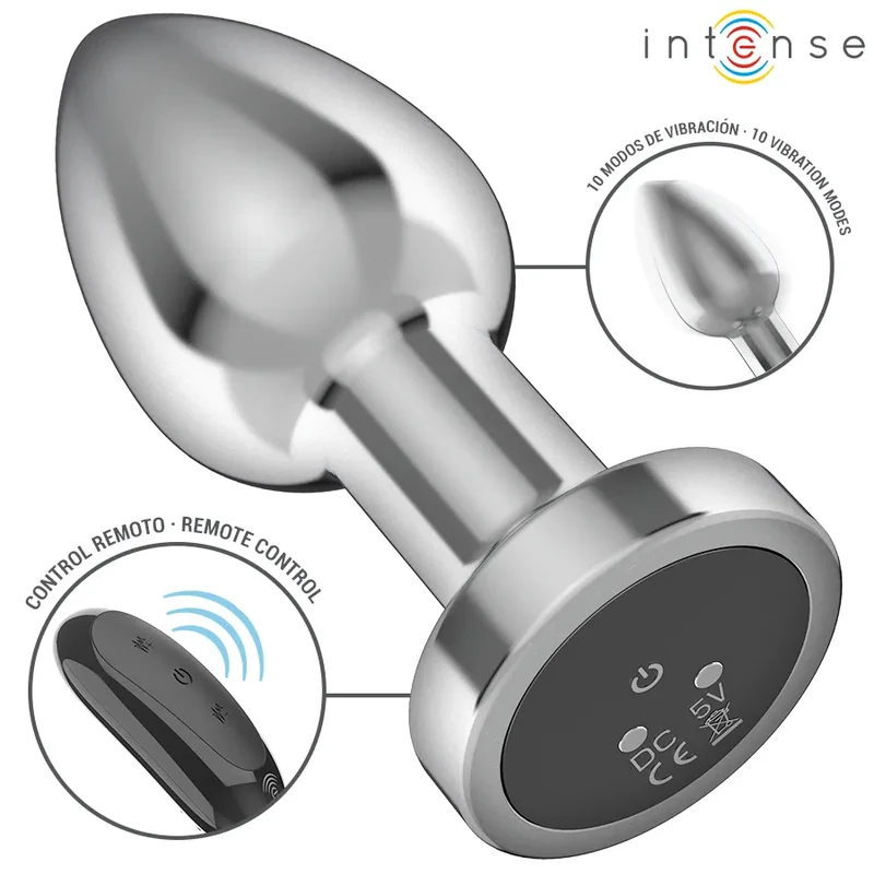 Plug anal vibrant métal 10 vibrations télécommande Taille M Intense sextoy comfort stimulation plaisir couple