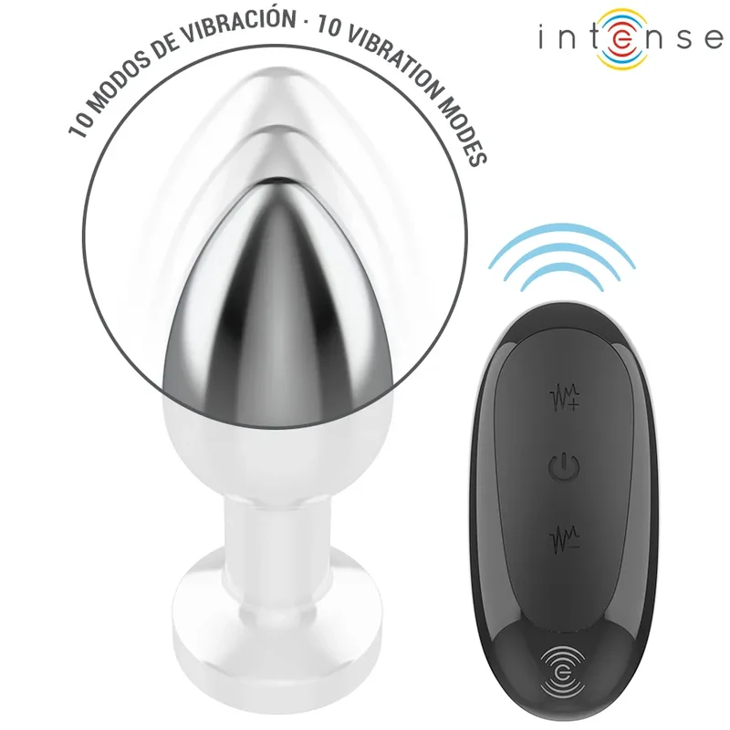 Plug anal vibrant métal 10 vibrations télécommande Taille M Intense sextoy comfort stimulation plaisir couple