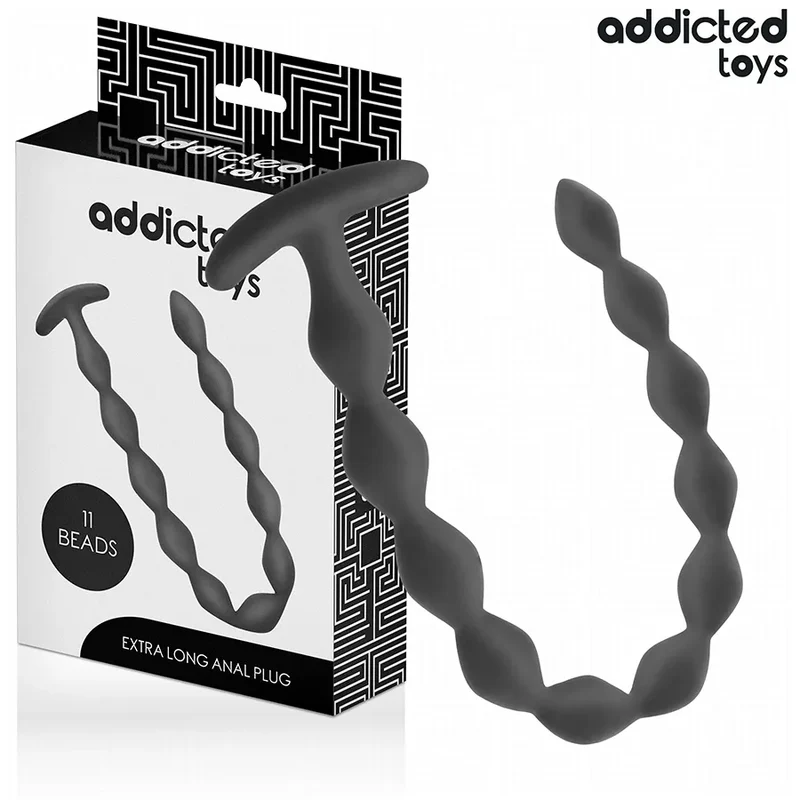 Plug anal extra long 11 perles silicone Addicted Toys stimulation progressive profonde sécurité discrétion couple sextoy intimité bien-être