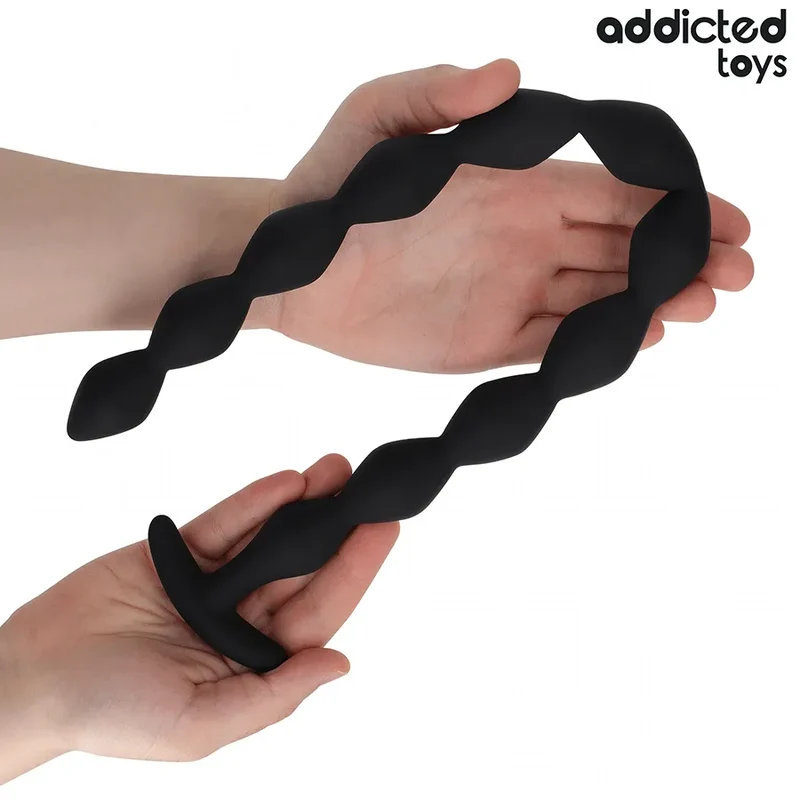 Plug anal extra long 11 perles silicone Addicted Toys stimulation progressive profonde sécurité discrétion couple sextoy intimité bien-être