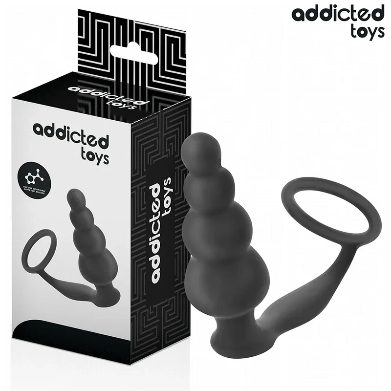 Plug anal avec anneau testiculaire Addicted Toys - Modèle 5 - Silicone flexible - Design gradué - Sécurité maximale - Expérience intense - Sexe - Sextoy