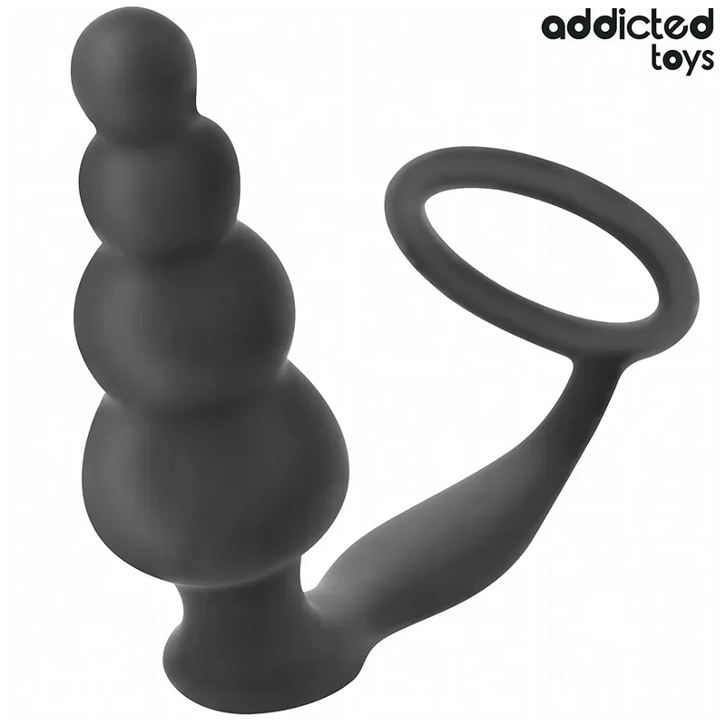Plug anal avec anneau testiculaire Addicted Toys - Modèle 5 - Silicone flexible - Design gradué - Sécurité maximale - Expérience intense - Sexe - Sextoy