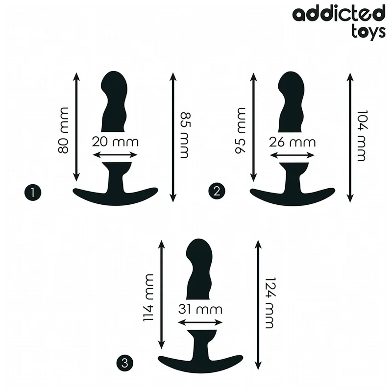 Addicted Toys - Lot De 3 Plug Anal Gradué Design Érgonomique Confortable Sécurité Maximale Sexe Intime Discret Couple