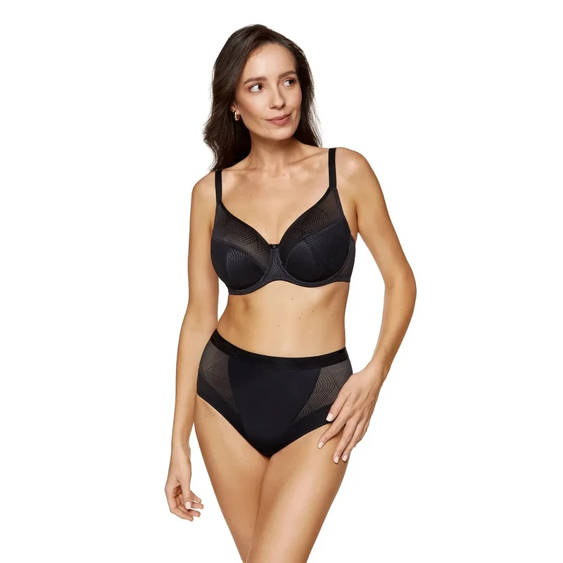 soutien gorge semi rembourré Laurel mousse corsetterie tulle motif géométrique adaptable asymétrie atténuée doublure coton OekoTex douceur peau fabriqué Pologne
