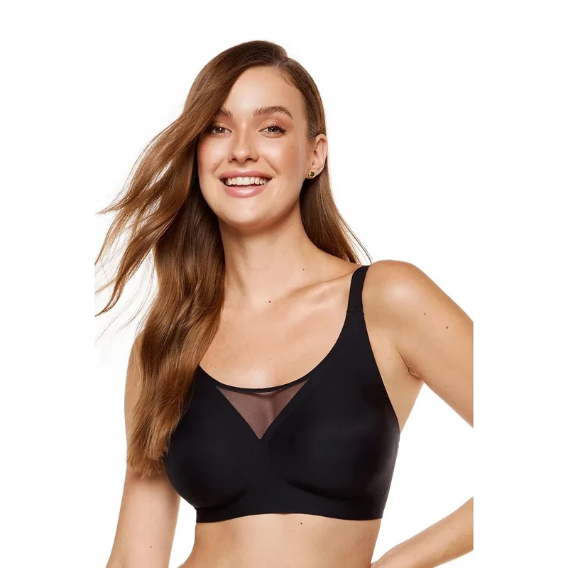 soutien gorge souple sans armatures modèle poitrine naturel léger rassemble centre lisse confortable coussinets amovibles invisible réglable bretelles croisées respirant