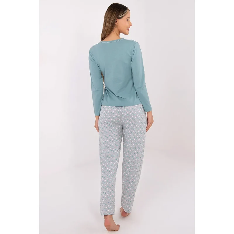 pyjama femme coton doux confortable toucher sommeil paisible maison deux parties haut manches longues col rond boutons décoratifs