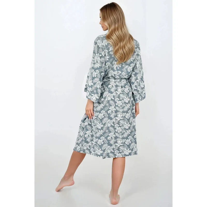 peignoir femme viscose doux léger toucher agréable coupe ample manches larges ceinture ajustable poches latérales imprimé subtil polonaise