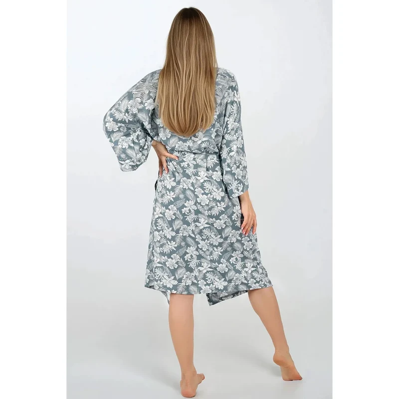 peignoir femme viscose doux léger toucher agréable coupe ample manches larges ceinture ajustable poches latérales imprimé subtil polonaise