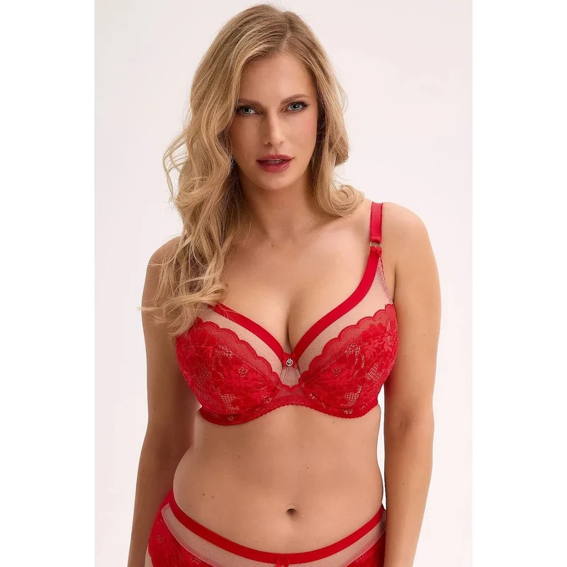 Soutien gorge semi rigide confortable élégant maintien idéal modelage délicat poitrine baleines inférieures bonnets mousse douce dentelle bretelles réglables