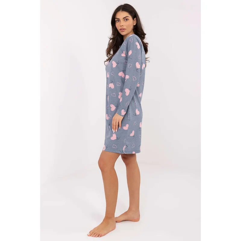 chemise nuit femme coton pur respirante confortable manches longues décolleté profond boutons quatre coeurs imprimé romantique élégant quotidien douceur