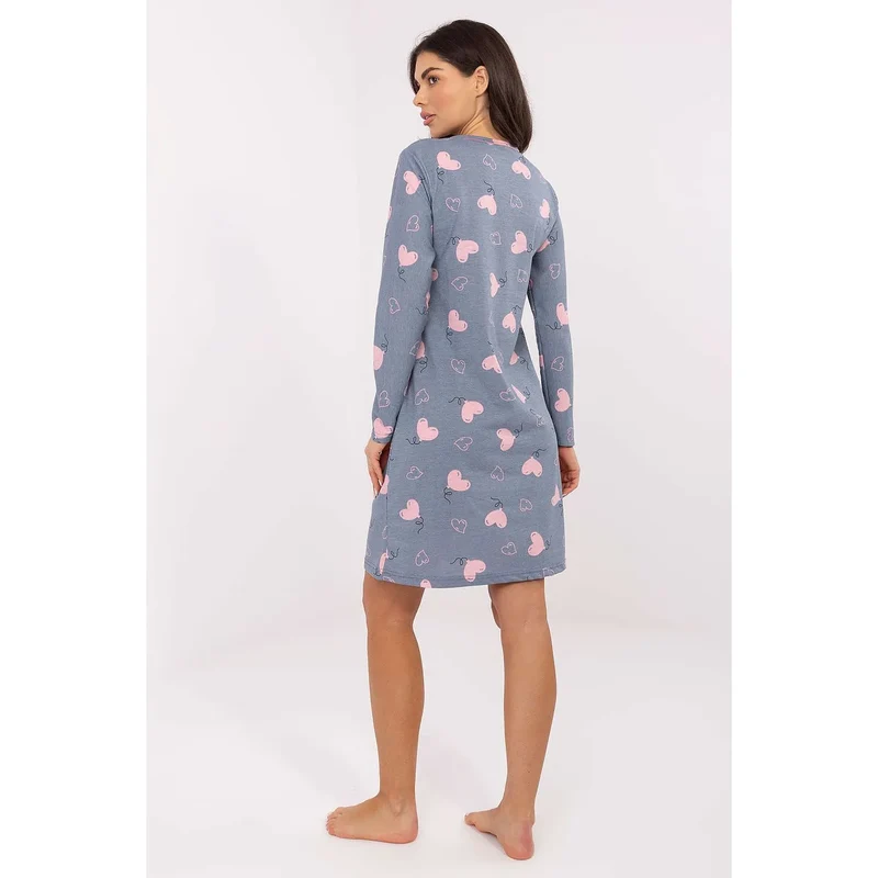 chemise nuit femme coton pur respirante confortable manches longues décolleté profond boutons quatre coeurs imprimé romantique élégant quotidien douceur
