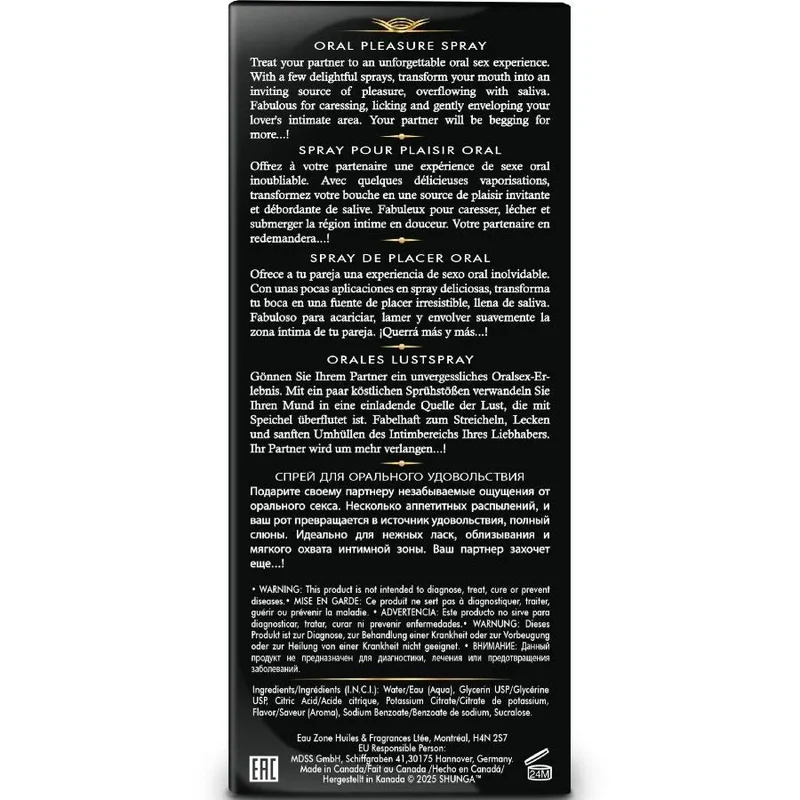 Shunga Waves Pleasure Spray Oral Seductive Fraise Élégance Design Artiste Sexe Intime Spray 20 Ml