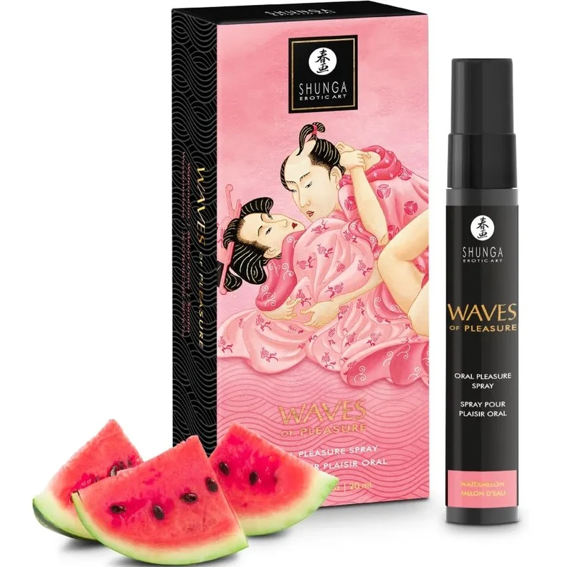 spray oral plaisir pastèque sucrée 20ml compact pratique discret élégant artistique japonais vagues sensuel érotique intime couples stimulant hydratant gourmand