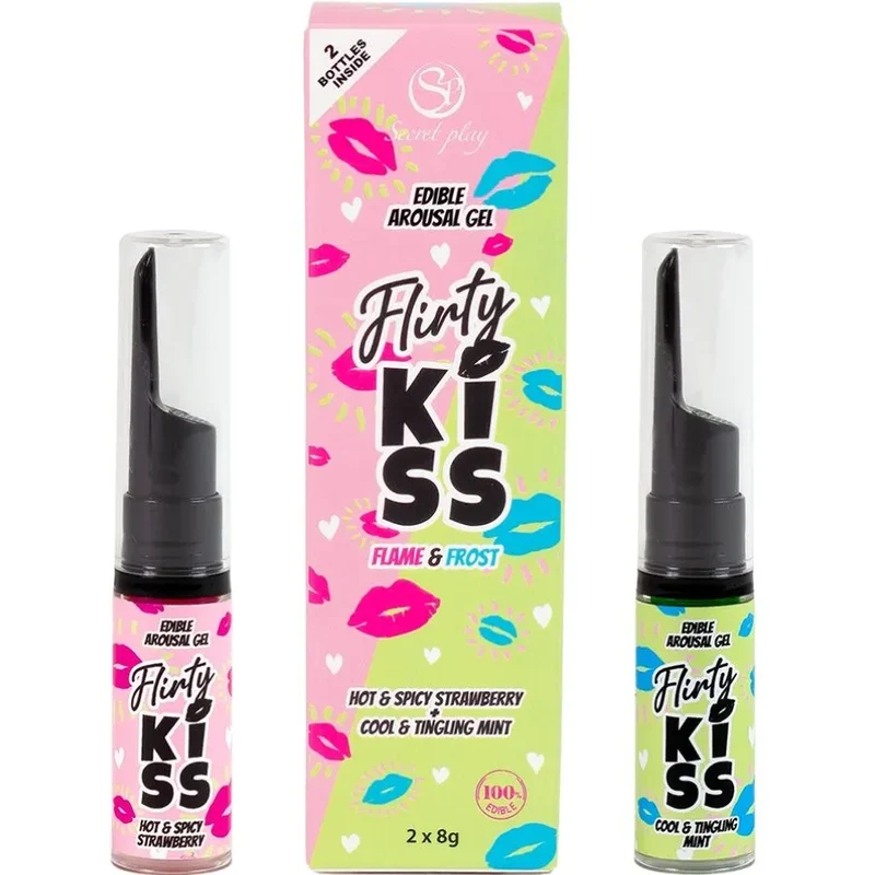 gels coquins comestibles saveur fraise épicée menthe rafraîchissante chauffant vivifiant duo lot 2 flacons 8 grammes pompe hygiénique