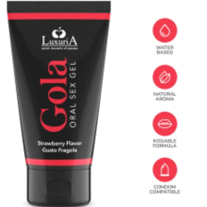 gel lubrifiant oral parfumé fraise 50ml discret élégant tube plastique texture douce compatible préservatifs testé dermatologiquement hydratant sensuel délicat gourmand