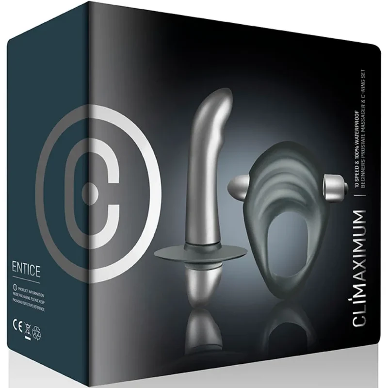 Climaximum Entice Kit anal plug vibrating ring prostate G-spot stimulation 10 speeds silicone ABS discreet couple beginner