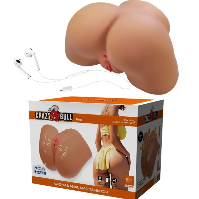Vibrateur féminin réaliste Crazy Bull - Ilana suçon 6,8 kg texture peau humaine haute densité TPE