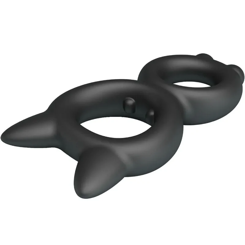 Crazy Bull - Bague en Silicone Double Design Chat Oreilles Pointues Modèle 20 Intimité Sexe Confort Érotique